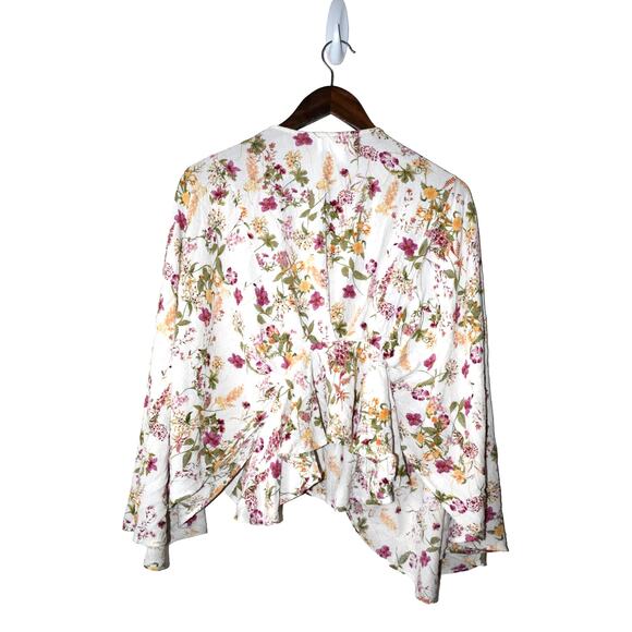 Band of Gypsies Floral Blouse - Beautiful Fall Colors White and Pink - Picture 2 of 4